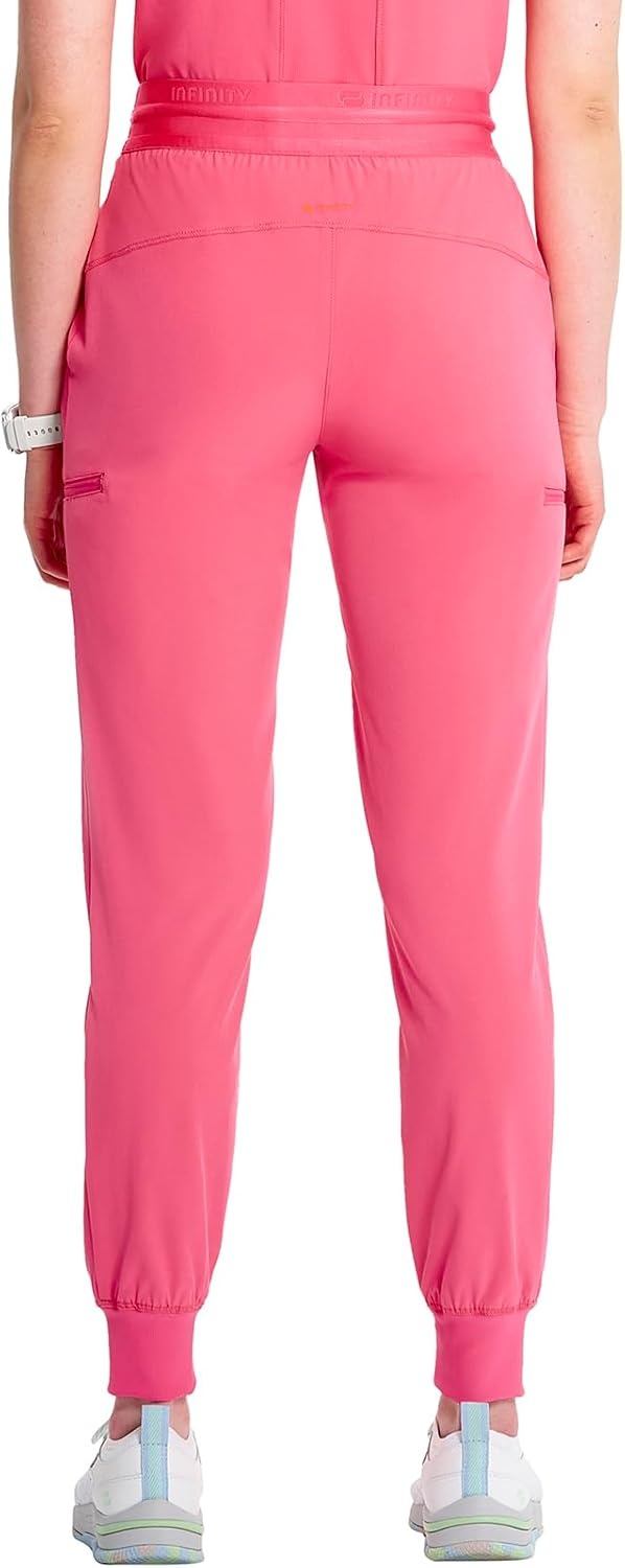 image:imageCherokee Infinity Womens PullOn Scrub Jogger Pants Mid Rise BottomsPower Pink