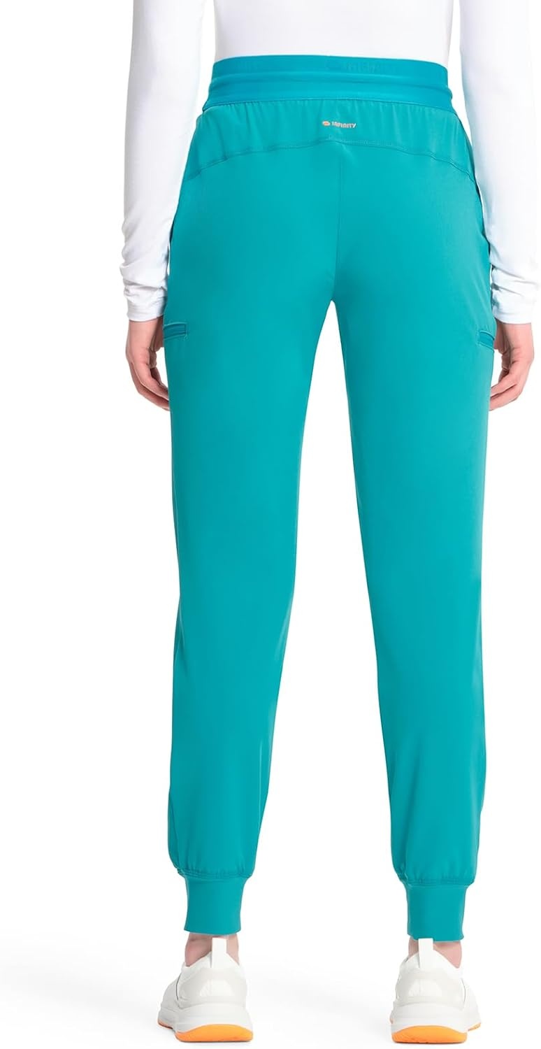 image:imageCherokee Infinity Womens PullOn Scrub Jogger Pants Mid Rise BottomsTeal Blue
