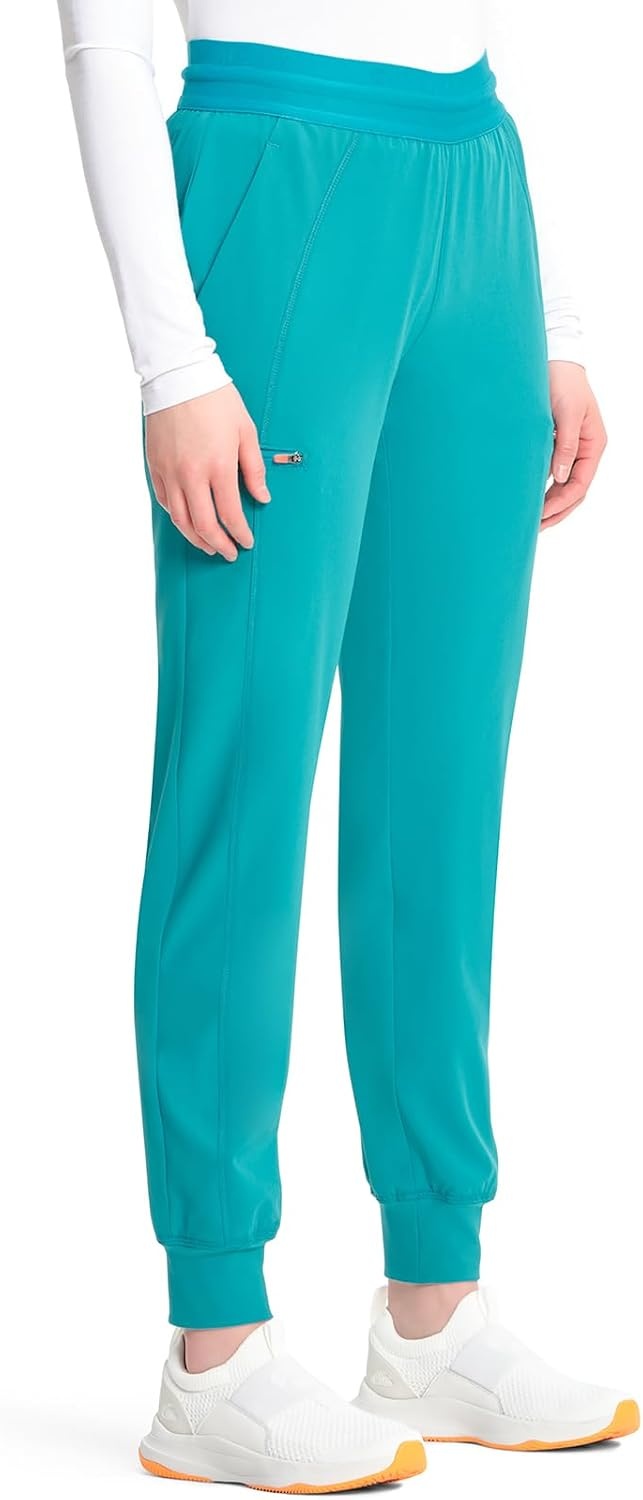 image:imageCherokee Infinity Womens PullOn Scrub Jogger Pants Mid Rise BottomsTeal Blue