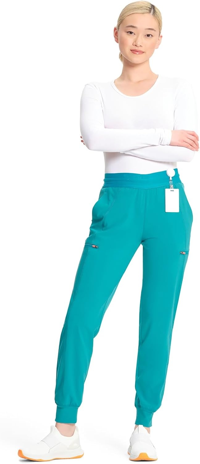 image:imageCherokee Infinity Womens PullOn Scrub Jogger Pants Mid Rise BottomsTeal Blue