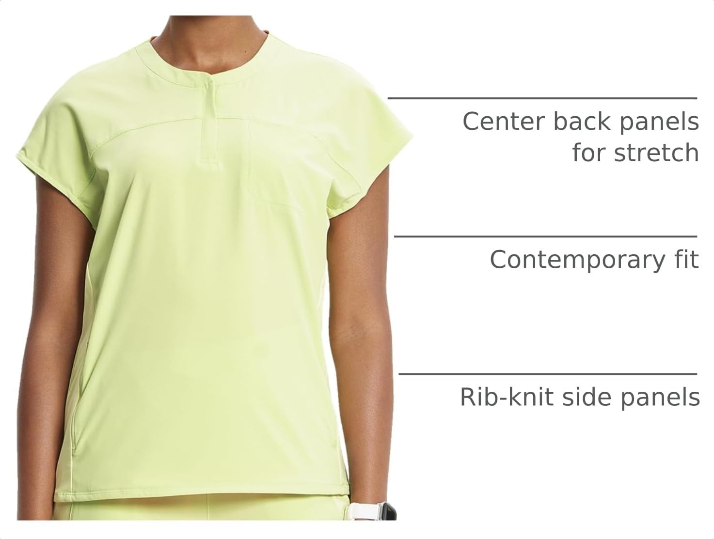 image:imageCherokee Infinity Womens Scrub Top Round Neck 3 Zip PocketsGreen Energy
