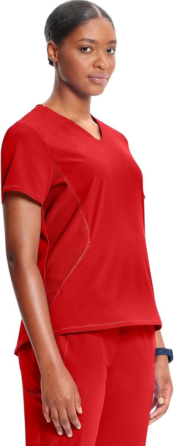 image:imageInfinity by Cherokee Womens VNeck Scrub Top with Kangaroo Pocket HighLow Hem IN620AFire Bird