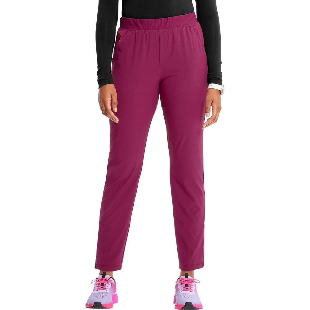 image:imageCherokee GNR8 Womens Cargo Scrub Pants Tapered Leg PullOn DrawstringWine