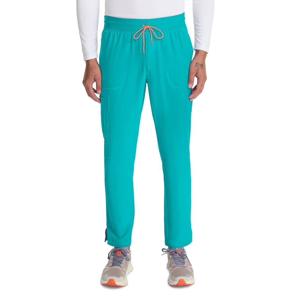 image:imageCherokee Infinity Straight Leg Mens Scrub Pants Zip Fly 6 PocketsTeal Blue
