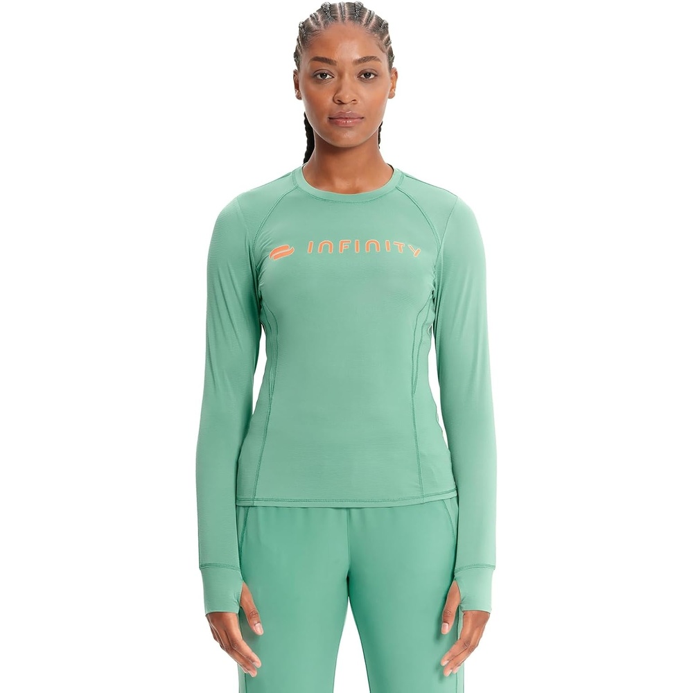 image:imageCherokee Infinity Womens Long Sleeve Underscrub Top Thumbhole CuffsMatcha Latte
