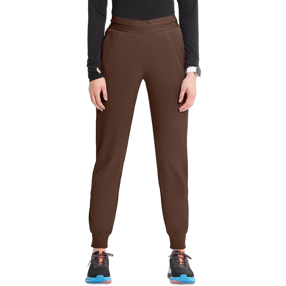 image:imageCherokee Infinity Womens PullOn Scrub Jogger Pants Mid Rise BottomsEspresso Express