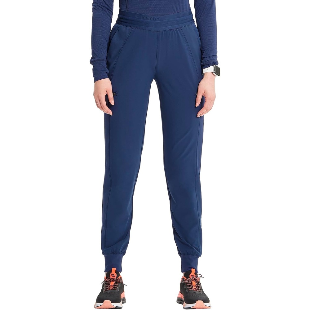 image:imageCherokee Infinity Womens PullOn Scrub Jogger Pants Mid Rise BottomsNavy