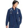 Cherokee IN Scrub Jacket for Men Zip Front Rib Knit Collar 3 Pockets(Navy)