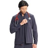 Cherokee IN Scrub Jacket for Men Zip Front Rib Knit Collar 3 Pockets(Pewter)