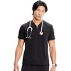 Cherokee Infinity Mens Scrubs Top V Neck Partial Zip with 2 Pockets(Black)