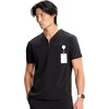 Cherokee Infinity Mens Scrubs Top V Neck Partial Zip with 2 Pockets(Black)