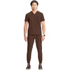 Cherokee Infinity Mens Scrubs Top V Neck Partial Zip with 2 Pockets(Espresso Express)