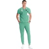 Cherokee Infinity Mens Scrubs Top V Neck Partial Zip with 2 Pockets(Matcha Latte)