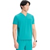 Cherokee Infinity Mens Scrubs Top V Neck Partial Zip with 2 Pockets(Teal Blue)