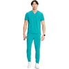 Cherokee Infinity Mens Scrubs Top V Neck Partial Zip with 2 Pockets(Teal Blue)