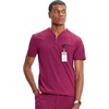Cherokee Infinity Mens Scrubs Top V Neck Partial Zip with 2 Pockets(Wine)