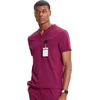 Cherokee Infinity Mens Scrubs Top V Neck Partial Zip with 2 Pockets(Wine)