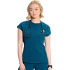 Cherokee Infinity Womens Scrub Top Round Neck 3 Zip Pockets(Caribbean Blue)