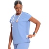Cherokee Infinity Womens Scrub Top Round Neck 3 Zip Pockets(Ciel)