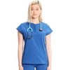 Cherokee Infinity Womens Scrub Top Round Neck 3 Zip Pockets(Royal)