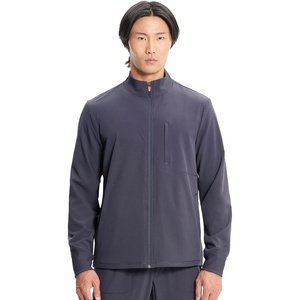 Cherokee IN Scrub Jacket for Men Zip Front Rib Knit Collar 3 Pockets(Pewter)