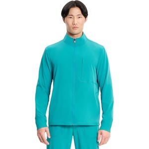 Cherokee IN Scrub Jacket for Men Zip Front Rib Knit Collar 3 Pockets(Teal Blue)
