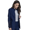 Cherokee Form Warm Up Scrub Jacket for Women Zip Front Mock Neck(Navy)