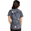 Cherokee Women’s V-Neck Printed Scrub Top Contemporary Fit with Contrast Panels, Princess Seams & Patch Pockets – TF783(Someday My Prince)