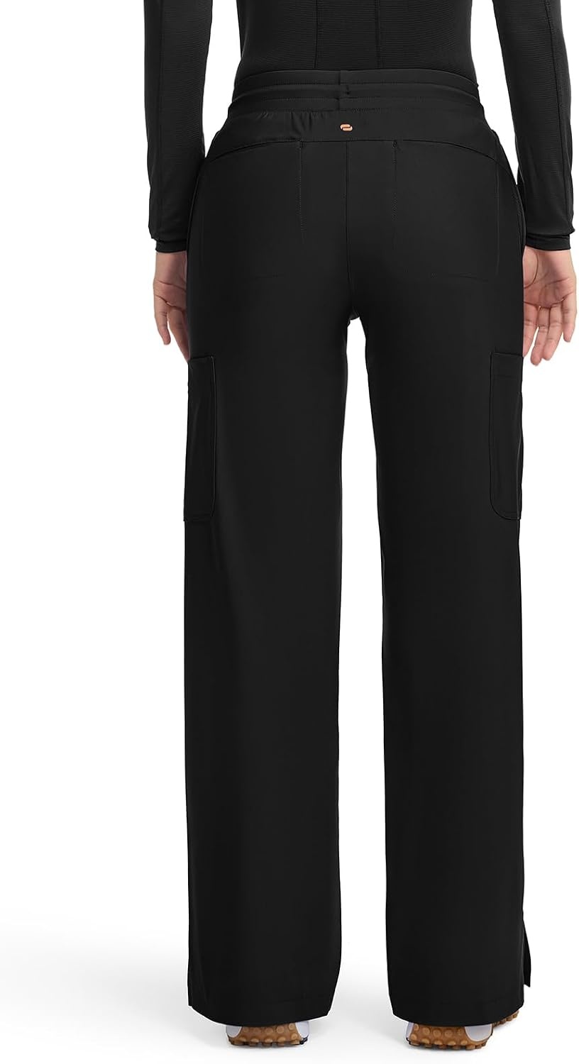 image:imageCherokee Kinetic Pintuck Scrub Pants for Women Wide Leg 6 PocketsBlack