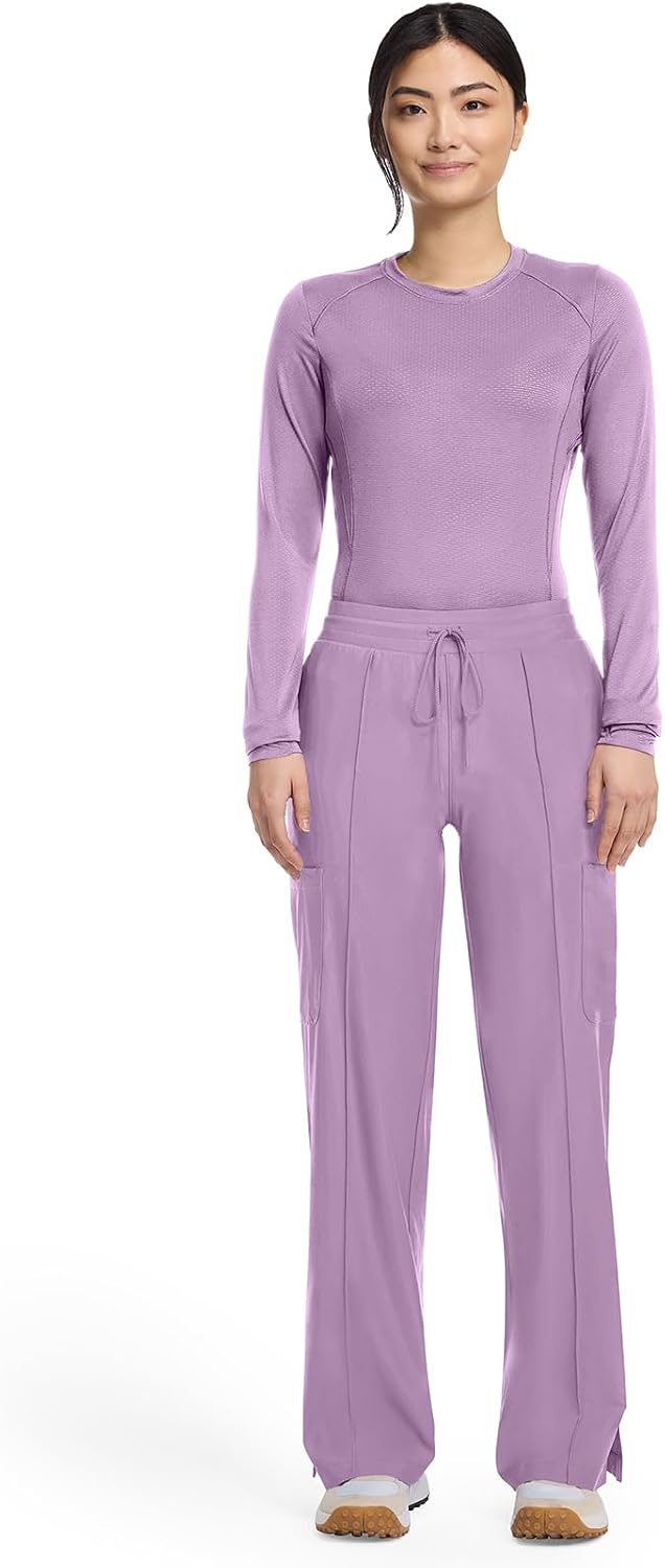 image:imageCherokee Kinetic Pintuck Scrub Pants for Women Wide Leg 6 PocketsLivewire Lilac