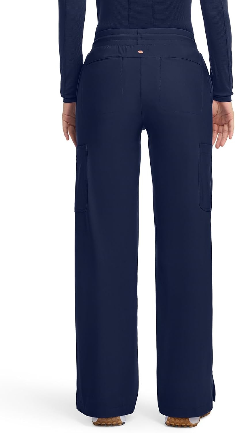 image:imageCherokee Kinetic Pintuck Scrub Pants for Women Wide Leg 6 PocketsNavy