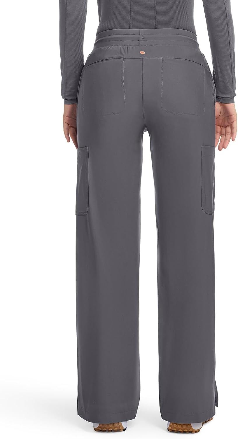 image:imageCherokee Kinetic Pintuck Scrub Pants for Women Wide Leg 6 PocketsPewter