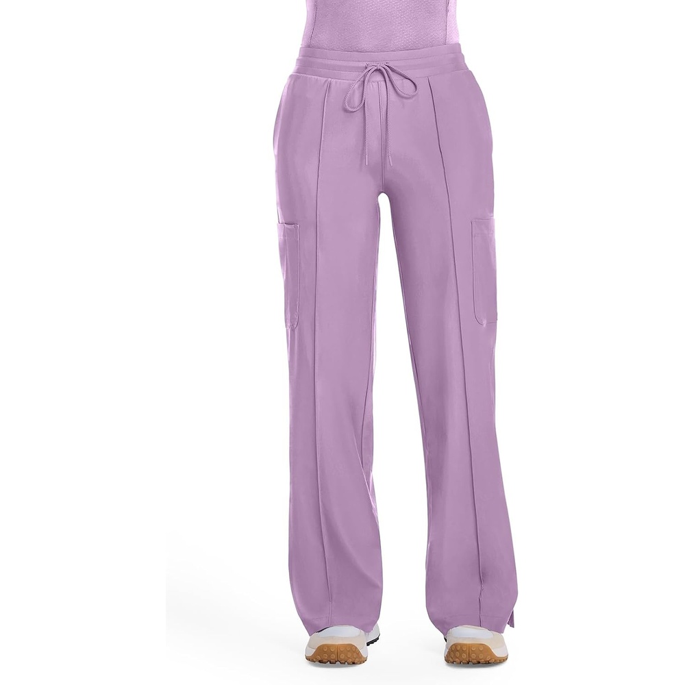 image:imageCherokee Kinetic Pintuck Scrub Pants for Women Wide Leg 6 PocketsLivewire Lilac
