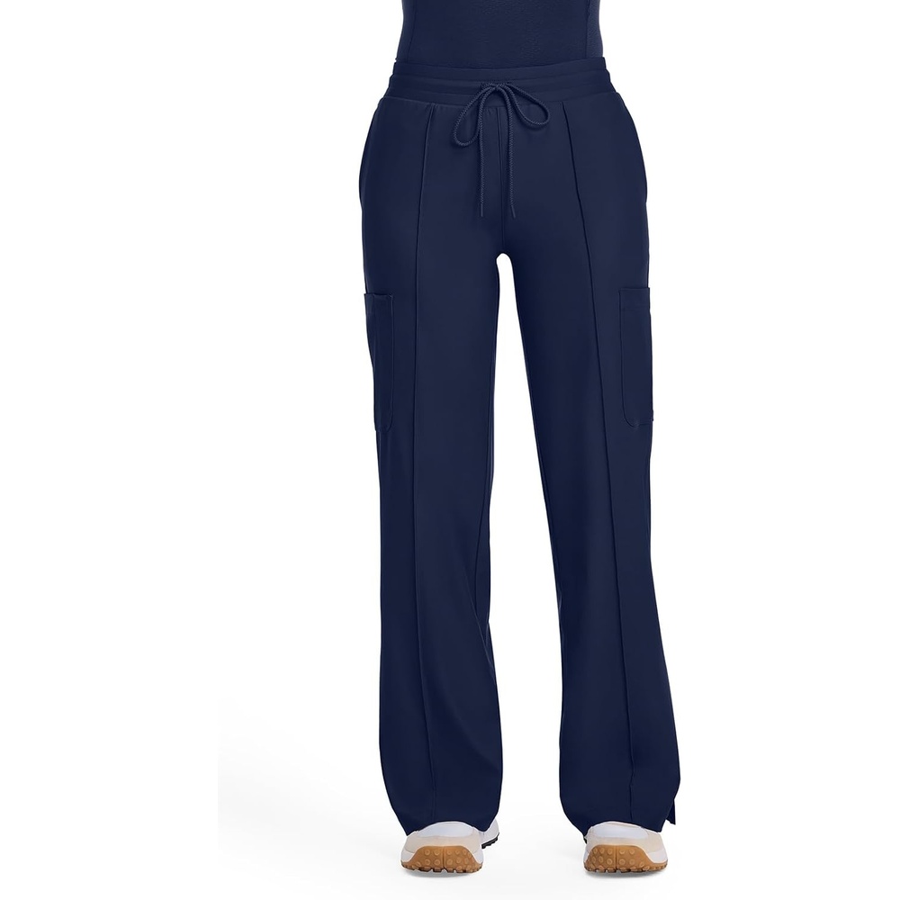 image:imageCherokee Kinetic Pintuck Scrub Pants for Women Wide Leg 6 PocketsNavy
